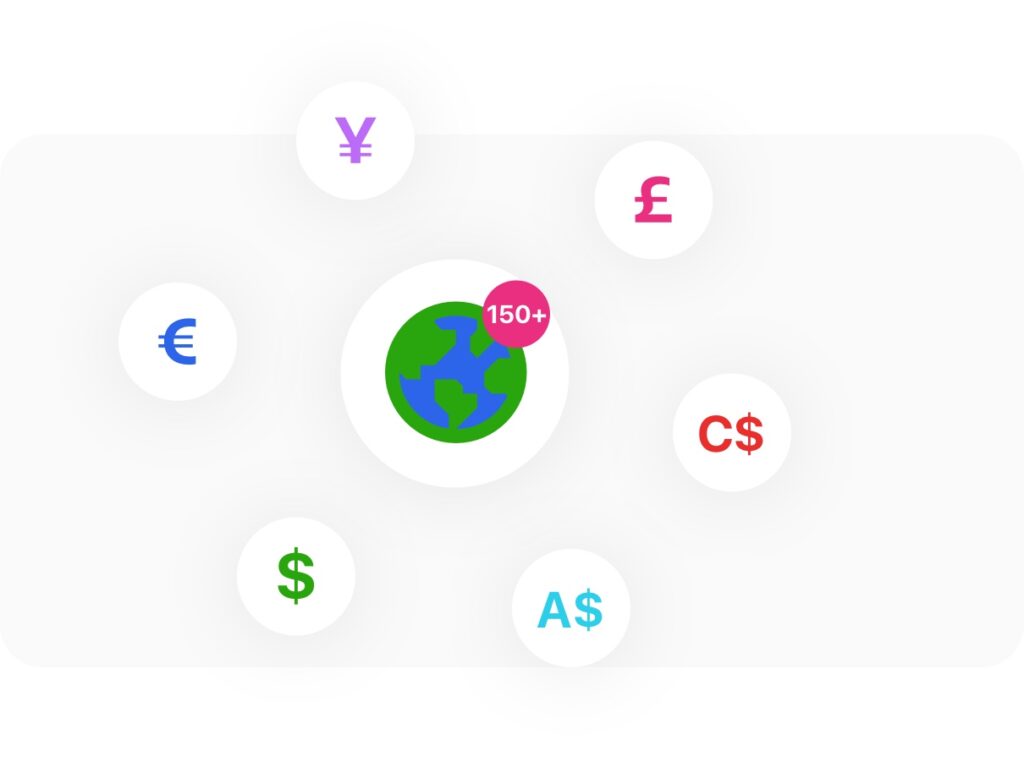 Multi-Currencies like Euro, Dollar, Yen and many more