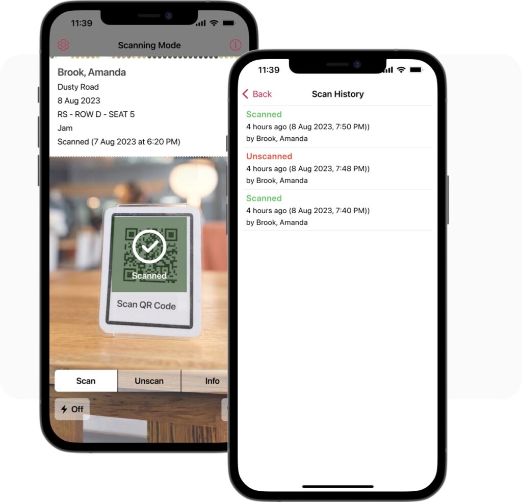 Yapsody Event Ticketing - QuickScan Mobile App Interface