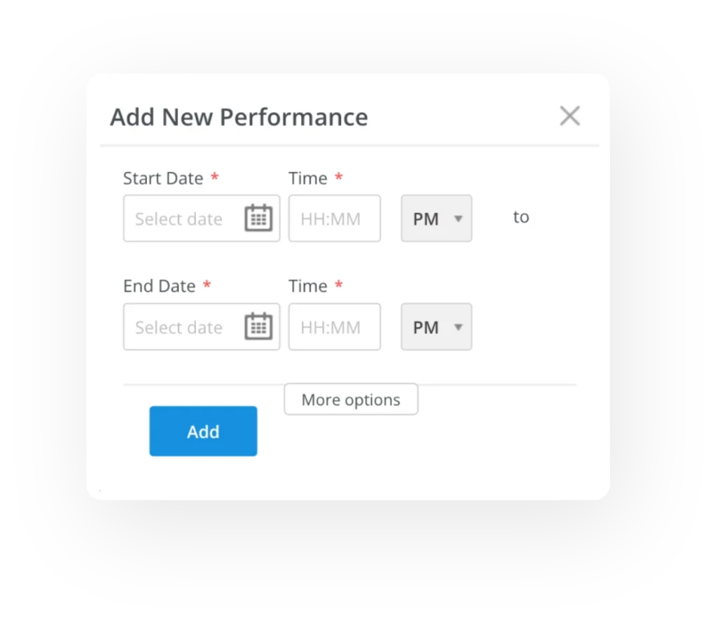 Add new performance - date and time