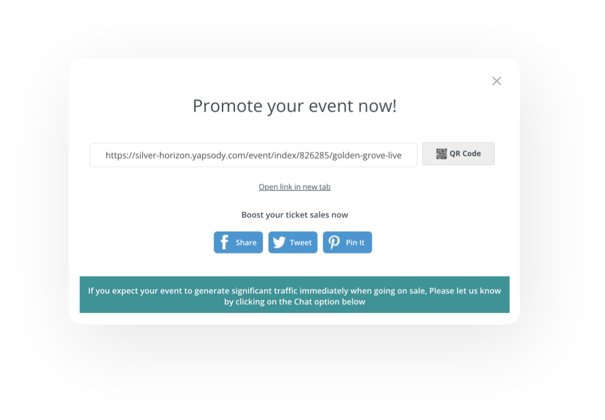 Yapsody - Ticketing Interface - Promote on social media