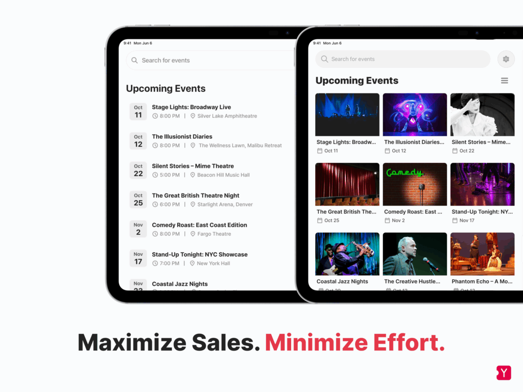 YapSale App - Events View - Maximize Sales. Minimize Effort.