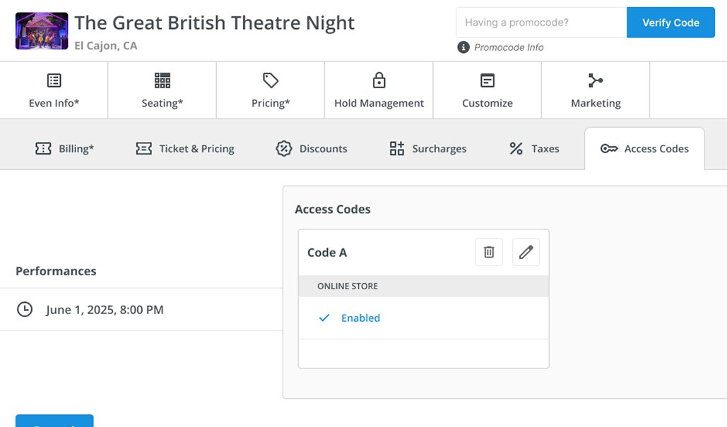 Access Code - Created 1